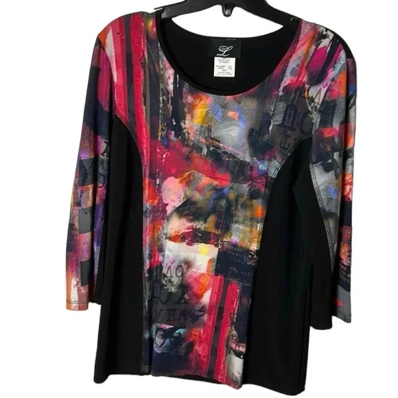 Colorblock,Artsy sweater,colorful top, 🇨🇦Y2K,vtg, Black, , flattering, - Picture 3 of 10